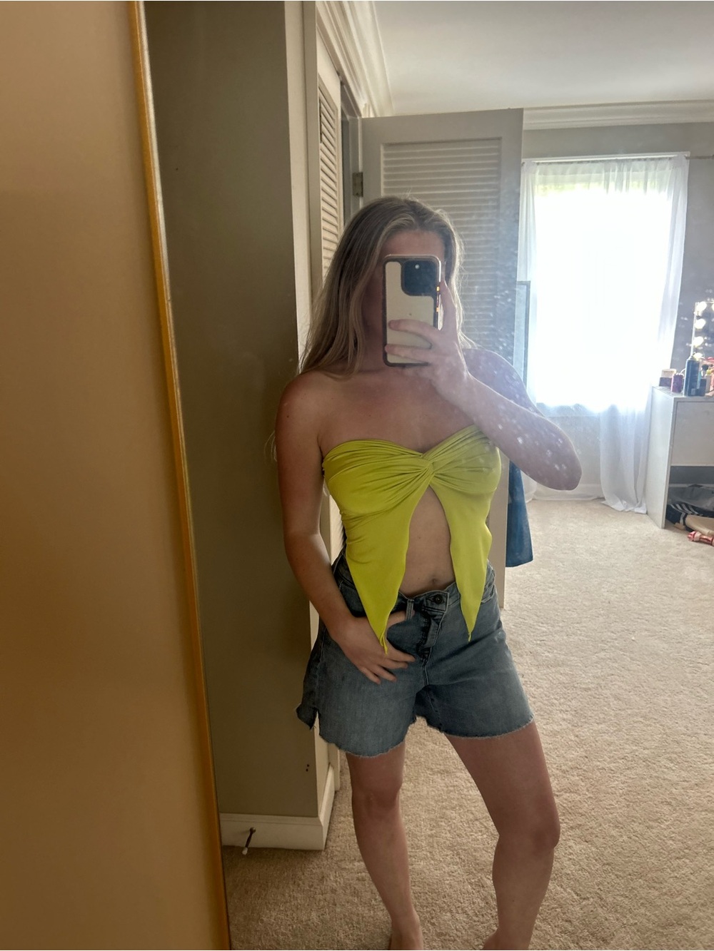 Lime Twist Strapless Butterfly Cut Crop Top